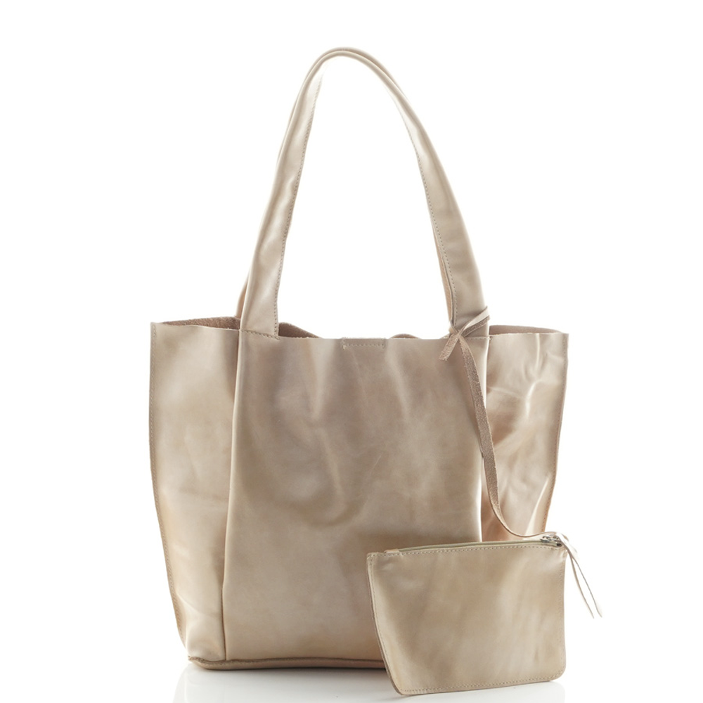 Дамска чанта от естествена кожа модел BRENDA beige